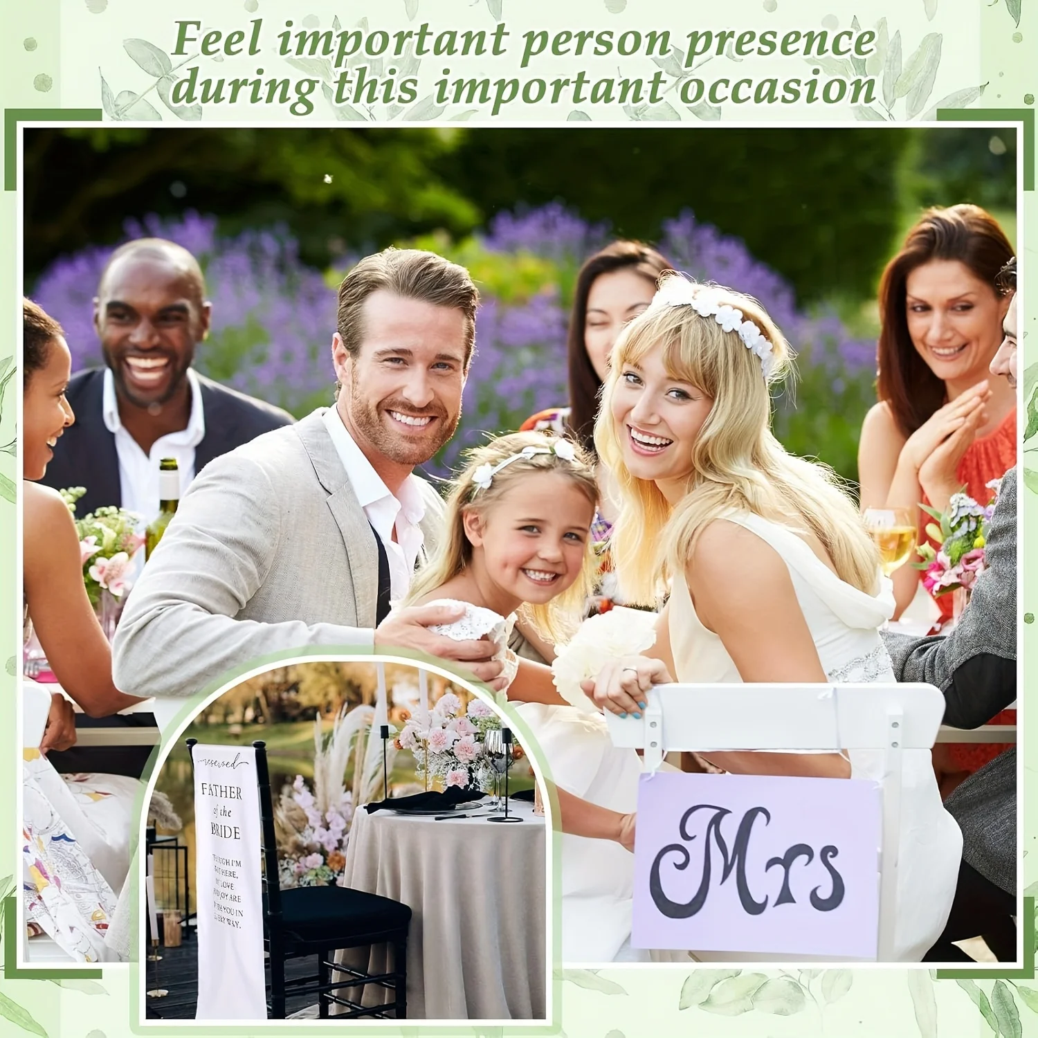 Father of the Bride Wedding Memorial Reserved Chair Sign Banner in Loving Memory of Parents Celebrating from Heaven Wedding view 5