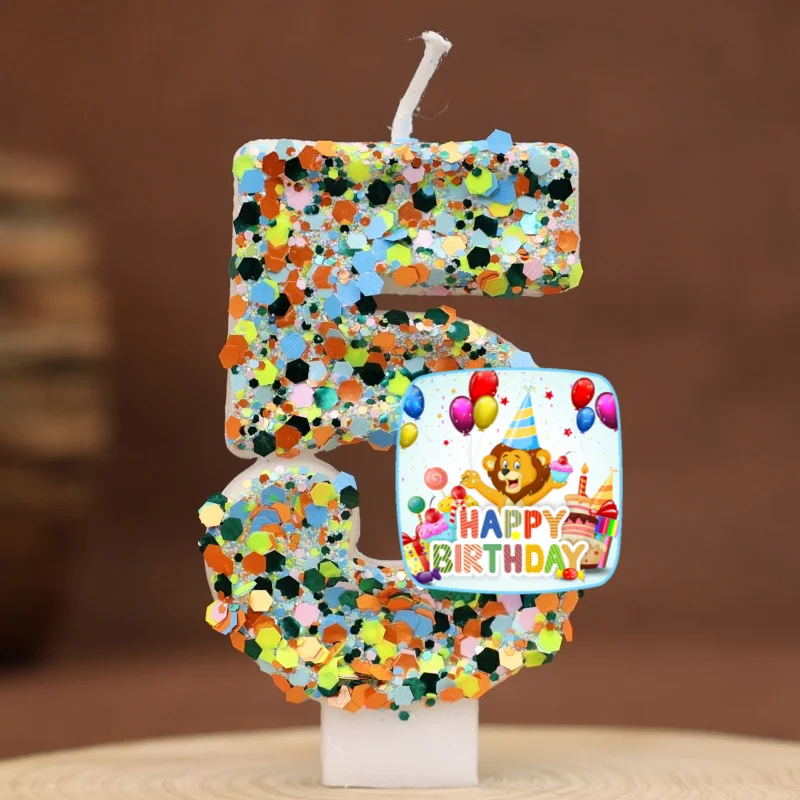 Happy Birthday Cake Topper Decorated Digital Lion Animal Candle Children's Delicate 0-9 Number Candle Party Decor Gift Boy Girl - view 5