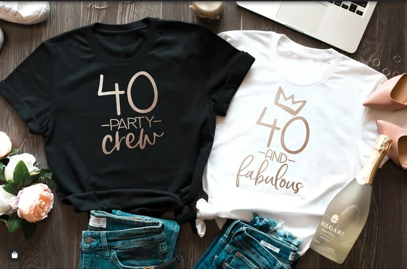 40 and  Shirt Forty and Party Crew, Birthday Party Shirts Short Sleeve Top Tees O Neck 100% cotton Streetwear harajuku goth y2k