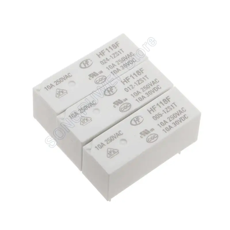 10Pcs/Lot HF118F Power Relay 5V 12V 24V 48VDC 5Pin 10A 1 Form C HF118F-005-1ZS1T HF118F-012-1ZS1T HF118F-024-1ZS1T Original new