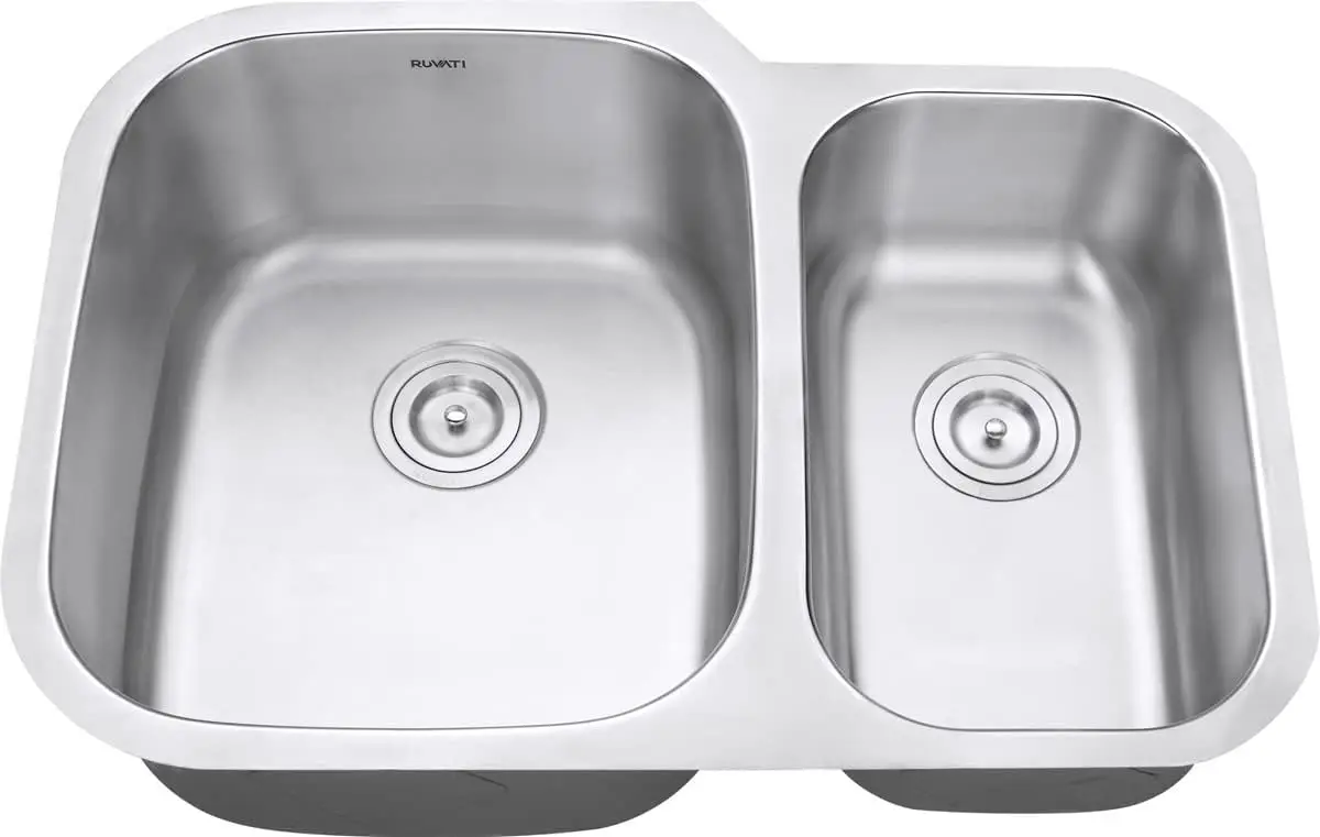 29-inch Undermount 60/40 Double Bowl 16 Gauge Stainless Steel Kitchen Sink - RVM4500