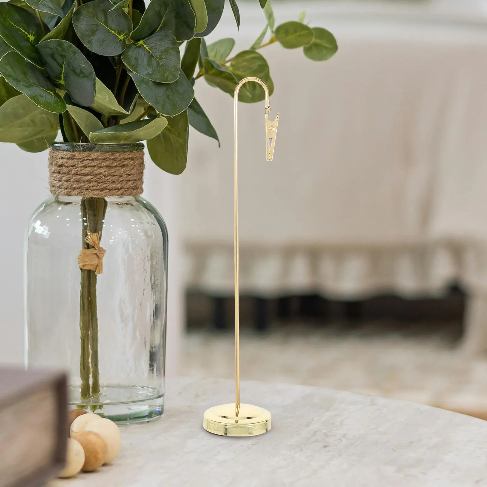 Golden Metal Table Number Holder 20Cm Desk Note Clip Stand for Office Home Wedding Memo Clip Card Display Organizer