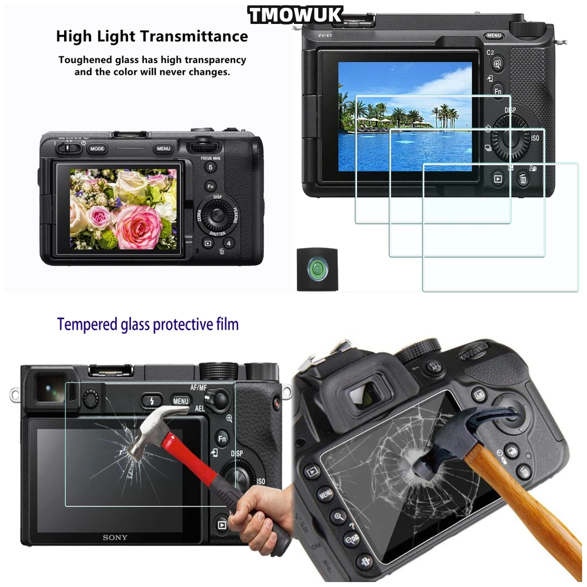 

For A7S3 A7R3 A7RM3 A7RMII A7MII A7MIII A7C, Crystal Clear Protective Cover, Durable 9H Glass.