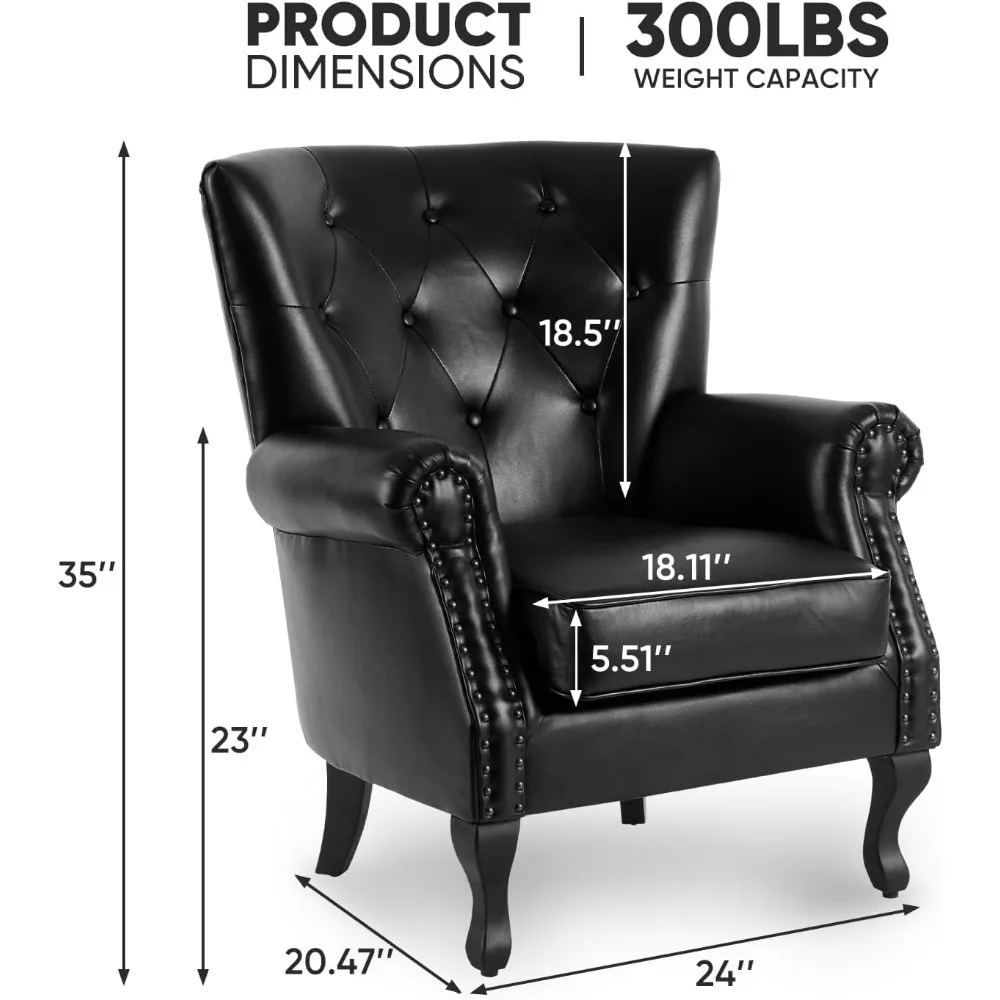 كرسي من جلد البولي يوريثان، كرسي بذراعين حديث لغرفة المعيشة، كرسي نادي منجد مع حواف برشام، كرسي أريكة في منتصف القرن