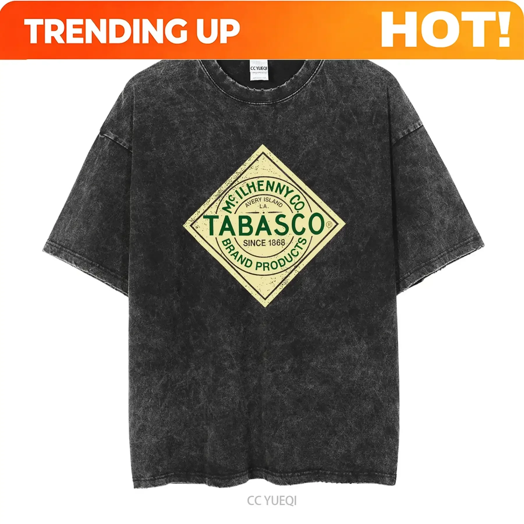 Customization Shirt Tabasco Distressed Logo Red Casual SS T Shirt Men S Size Medium Vintage Washed Breathable Versatile Slightly