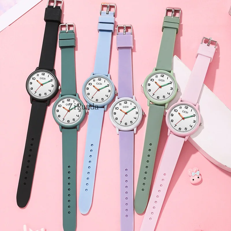 ساعة خاصة بسيطة لامتحان الخدمة المدنية للطلاب، ساعة سيليكون بلون الحلوى، ساعة كوارتز بإبرة قلم رصاص للسيدات #5