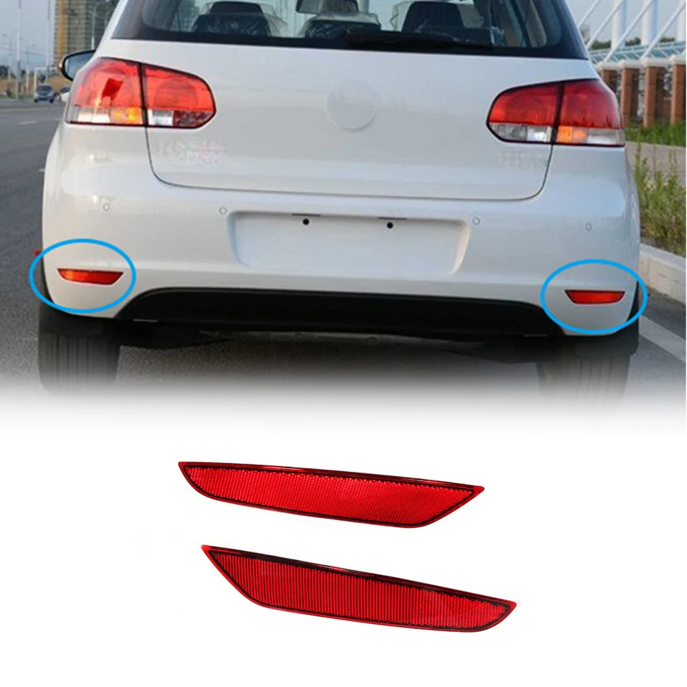 1Pair Rear Bumper Reflector Lamps Lights Covers Left Right Red for VW Golf 6 VI MK6 Standard Only 10-13 Not GTI R Convertible