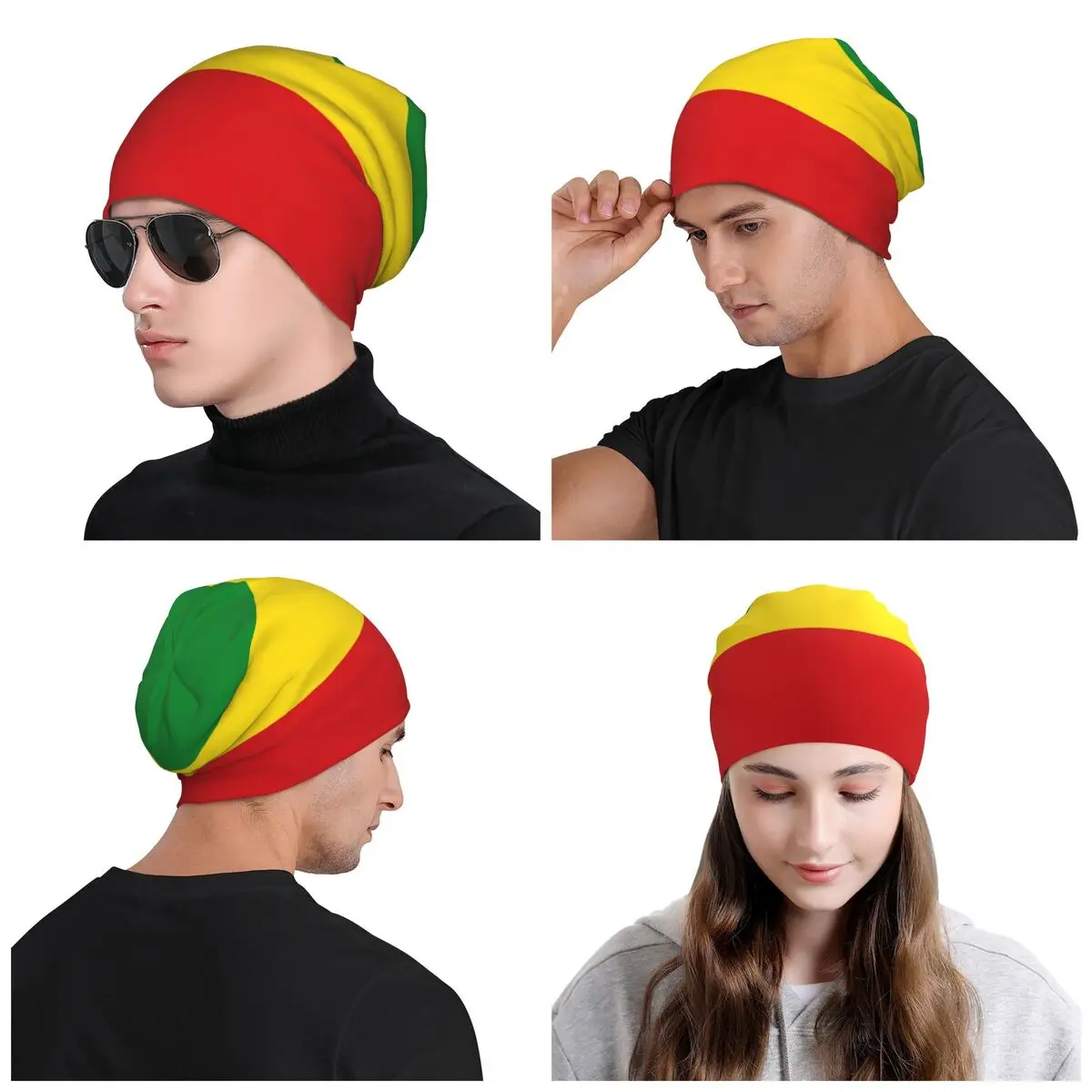 Custom Jamaican Rasta Flag Skullies Beanies Caps  Winter Warm Knitted Hat Women Men Hip Hop Adult Bonnet Hats Outdoor Ski Cap