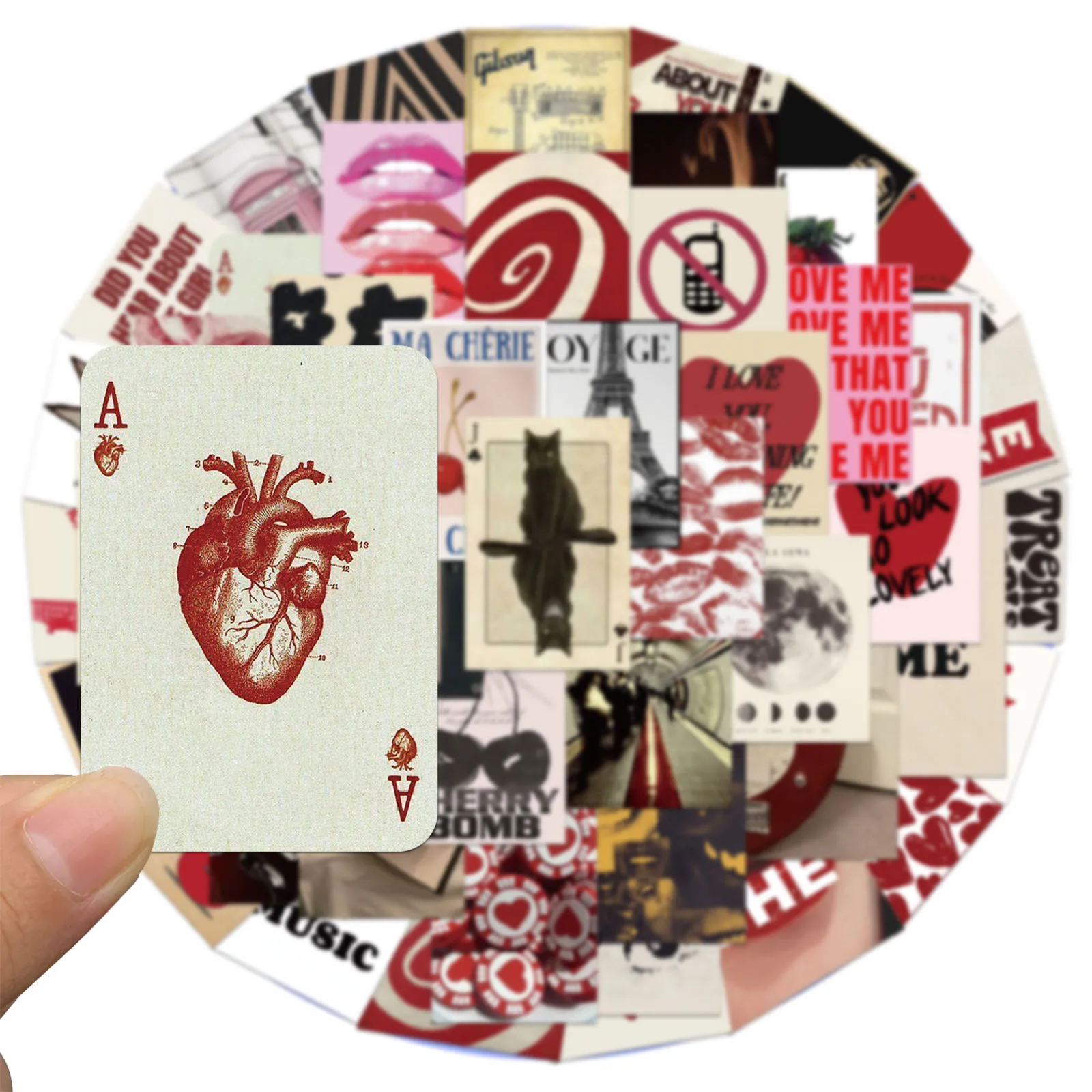 50 Uds. De pegatinas de grafiti Y2K de estética Retro con corazón romántico para niña, pegatina impermeable para teléfono, guitarra, portátil, maleta, juguete para niños