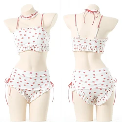 Pool Party Girl Anime Strawberry Cute Bikini Swimstuit Beach Swimwear Women Pajamas Unifrom Outfits Costumes Cosplay Sleepwear