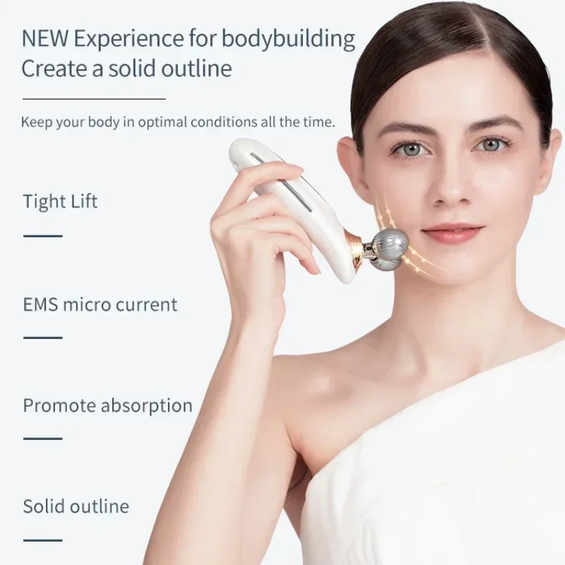 3D Face EMS Roller Lifting Massager Chin Reducer Microcurrent V Face Lift Machine Vibration Electric Facial Tighten New Massage