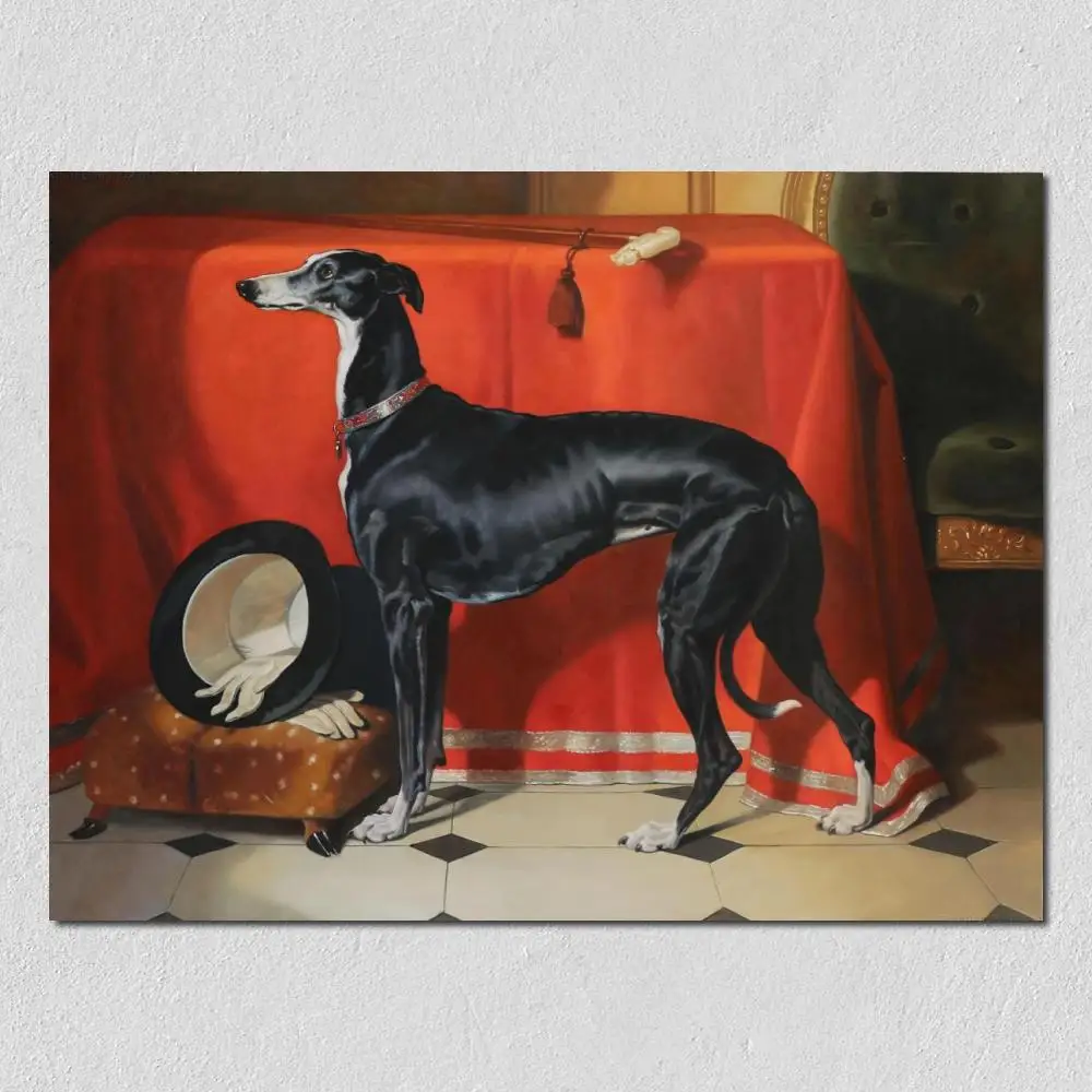 Dog Oil Painting Canvas Wall Art Eos Favorite Greyhound of Prince Handmade Modern Realist Artwork for Office Bedroom Decor