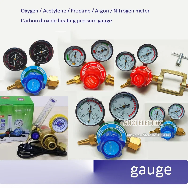 Copper Oxygen Acetylene Propane Argon Nitrogen meter Reducer Pressure reducing valve Carbon dioxide heating pressure gauge