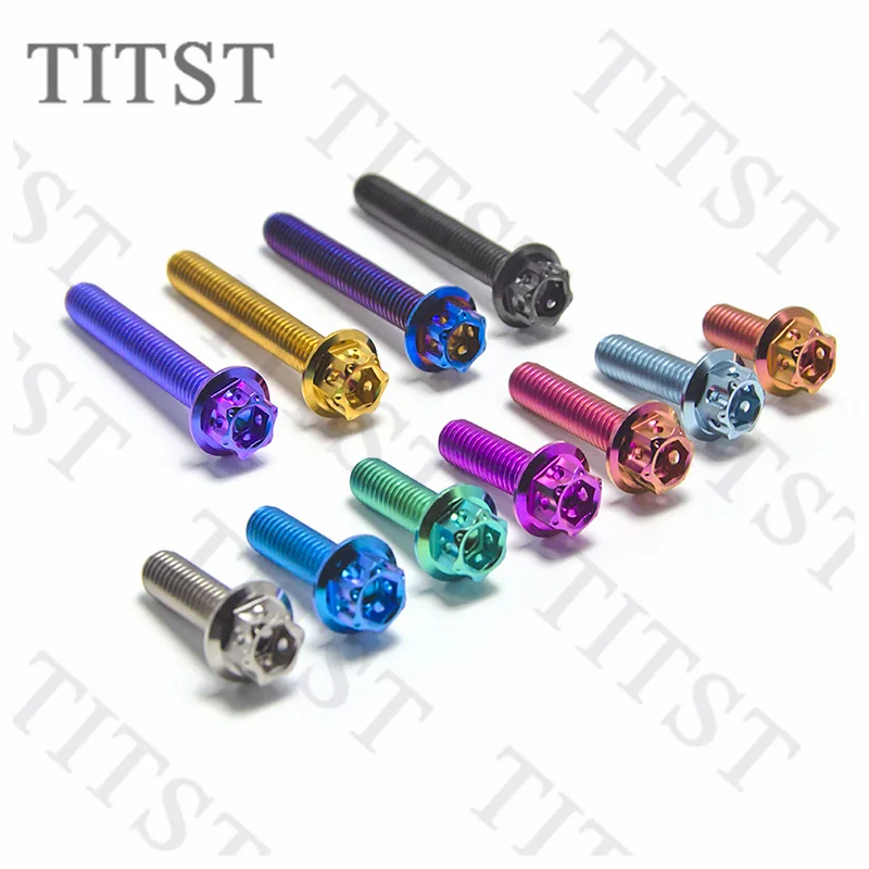 TITST  M6 Titanium bolt GR5 flange head inside and outside hexagonal motorcycle refitted bolt replacement ( one lot = 10pcs)