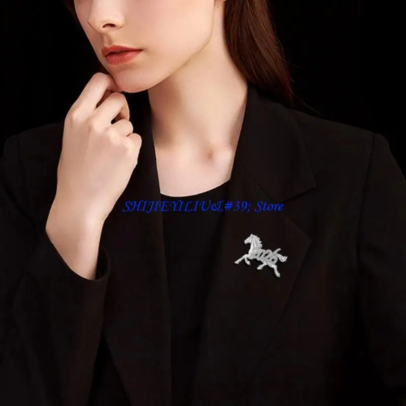 E21F 3D Dimensional Chinese Zodiacs Horse Pin Symbolizing Featuring Detailed Artwork Perfect for Fashion Enthusiasts Gift