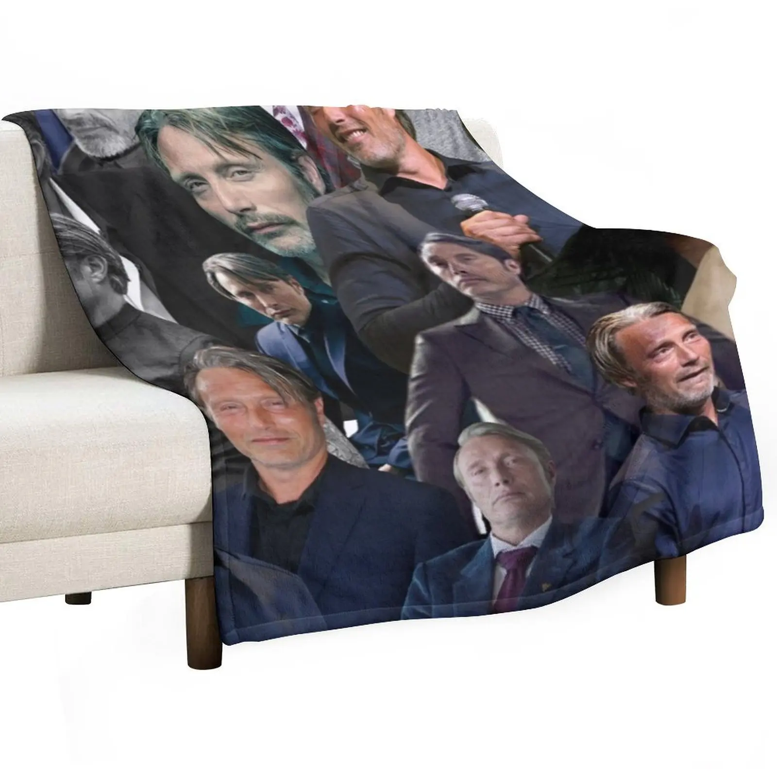 

mads mikkelsen photo collage Throw Blanket Retros Comforter Soft Plaid For Baby Blankets