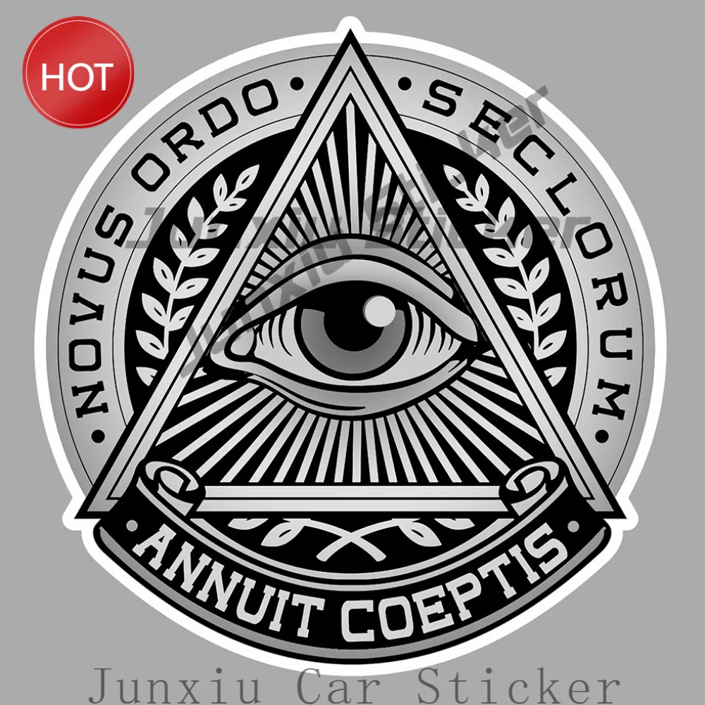 Cool Franc Macon Ordre Pyramide Oeil Providence Aufkleber Outdoor-Aufkleber für Kotflügel, Kofferraum, Stoßstange, Vinyl-Aufkleber, Fahrzeugdekoration