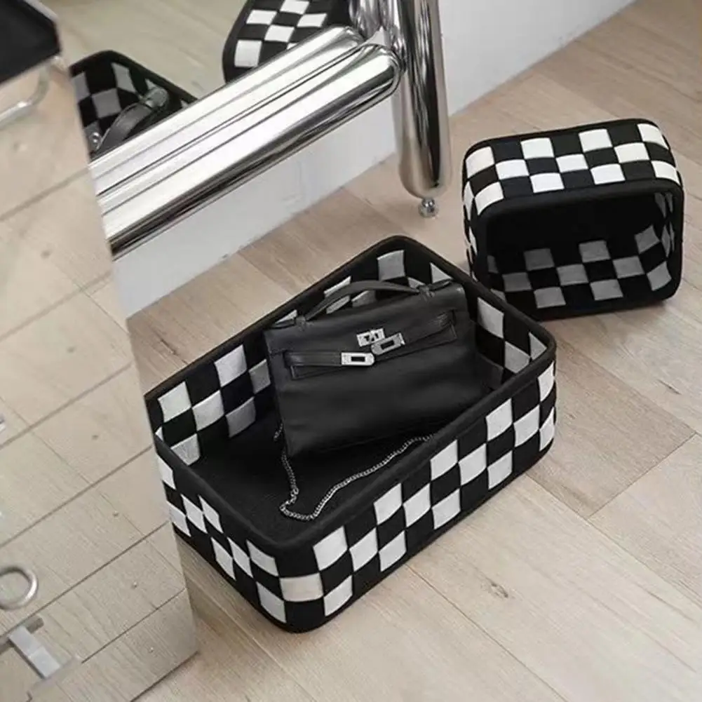 Desktop Storage Basket Stylish Stable Storage Basket Black And White Checkerboard Desktop Storage Basket for Bedroom