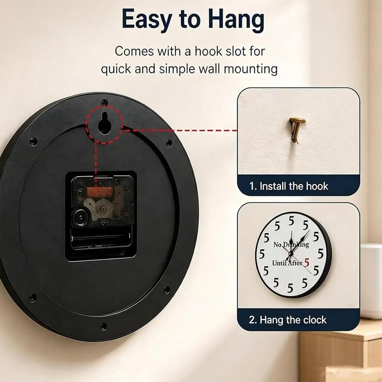 Kitchen Wall Clock 25x25cm Modern Funny Easy Read Non Ticking Silent for Bedroom Home Office Apartment Restaurant Indoor Decor