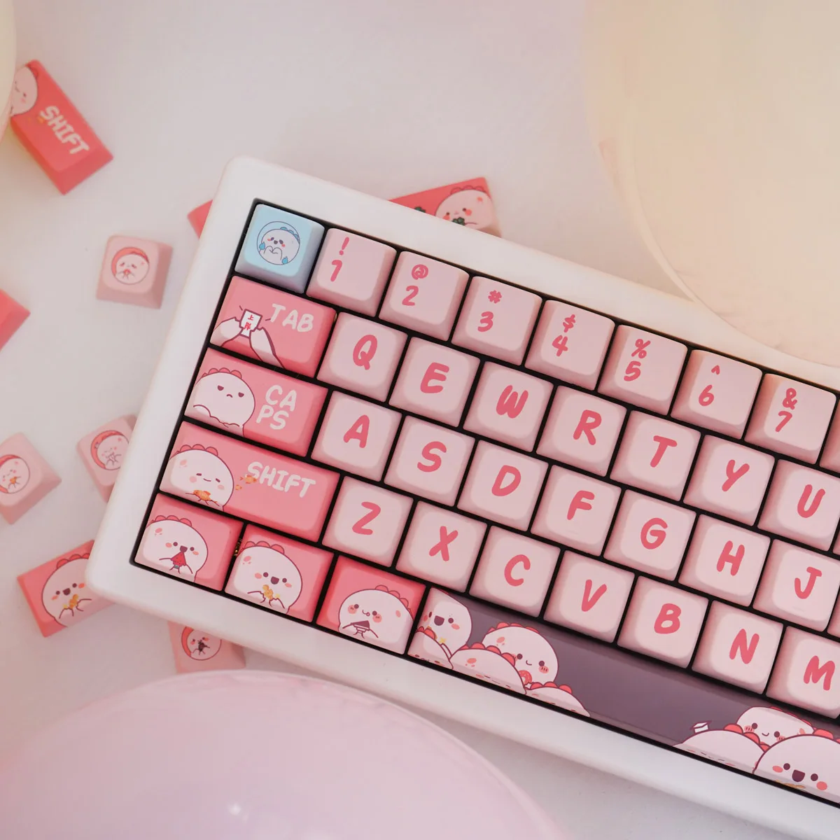 Pink/Brown Mechanical Keyboard Keycaps Full Set PBT Sublimation MDA/Original Height