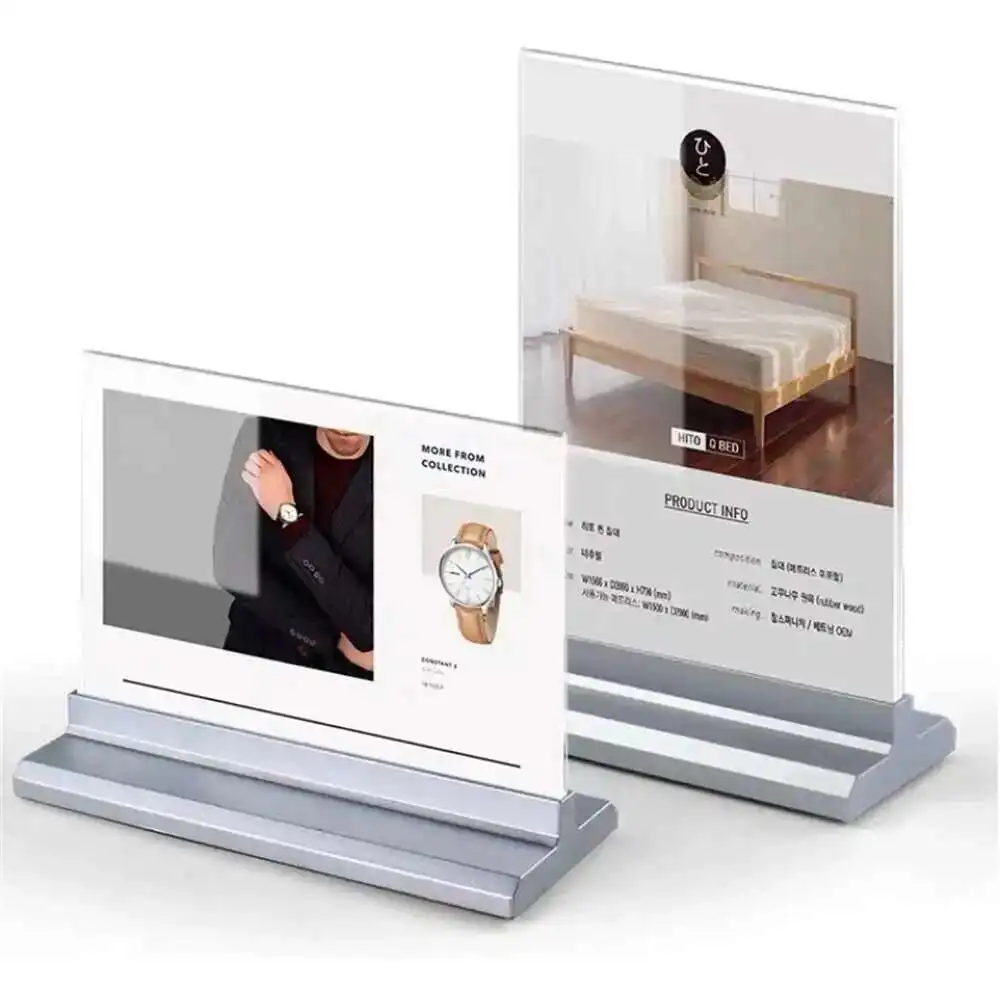 1pcs A6 Acrylic T-shape Desk Sign Holder Card Display Stand Table Menu Service Label Office Club Business Restaurant