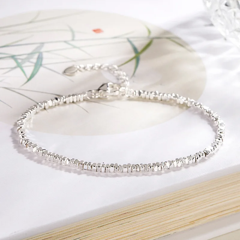 VENTFILLE 925 Sterling Silver Crushed Silver Bracelet For Women Girl Gift Irregular Jewelry Accessories Dropshipping Wholesale