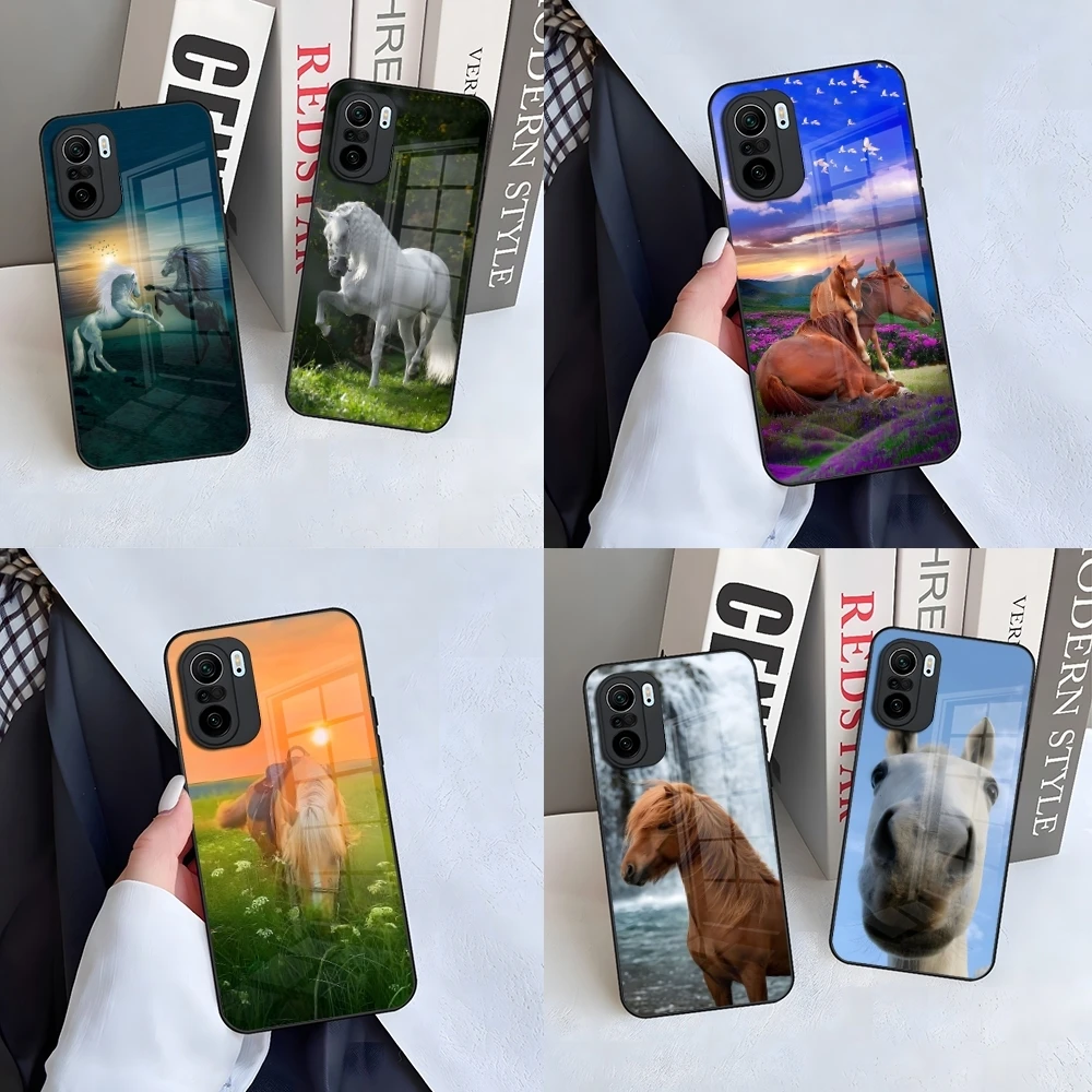 Coque de téléphone cheval Animal, étui en verre trempé pour Xiaomi 15 14 13 12 Mi 11 S T X ultra Lite T Pro