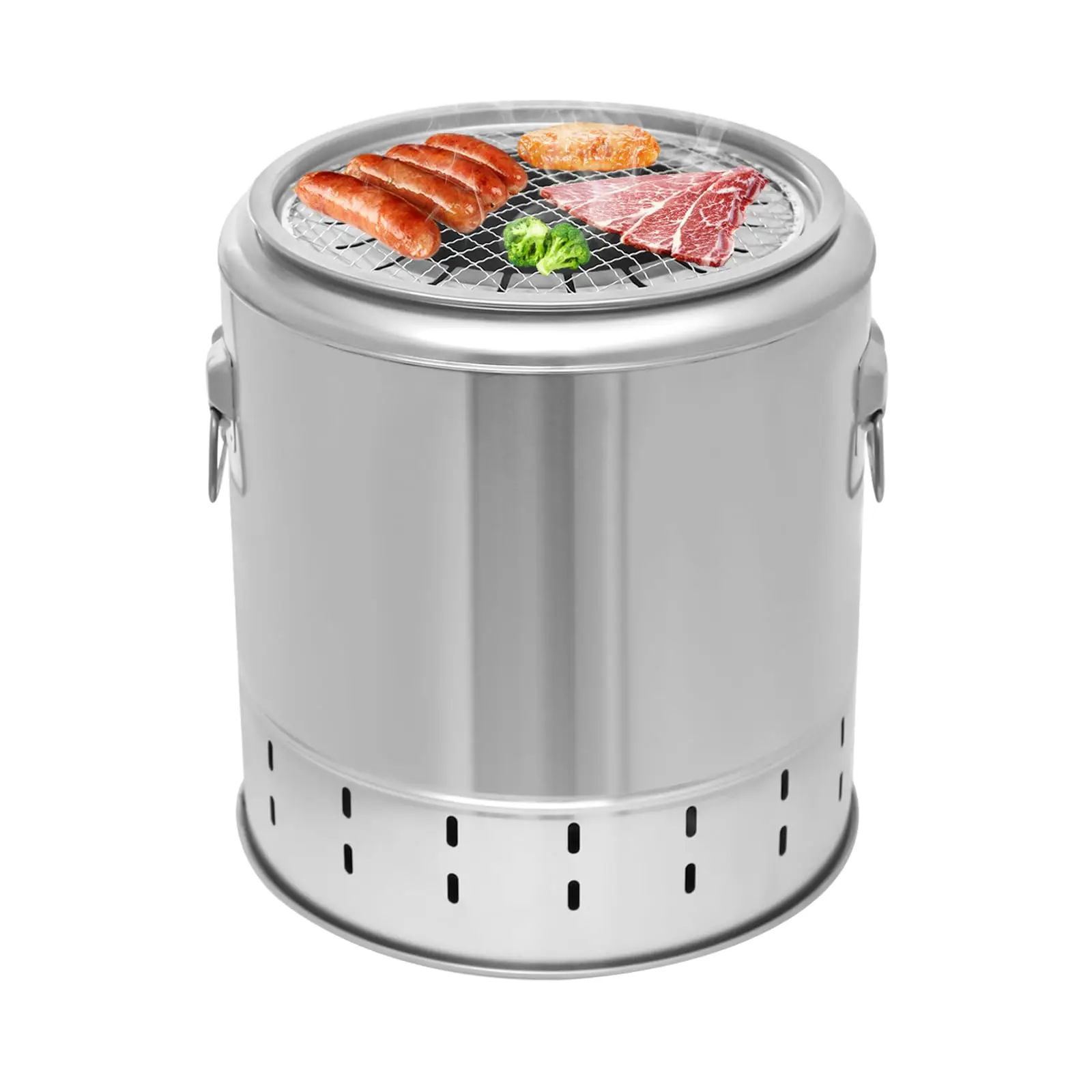 

Stainless Steel Barbecue Barrel, Small Double Portable Barbecue Barrel, Bbq Charcoal Grill
