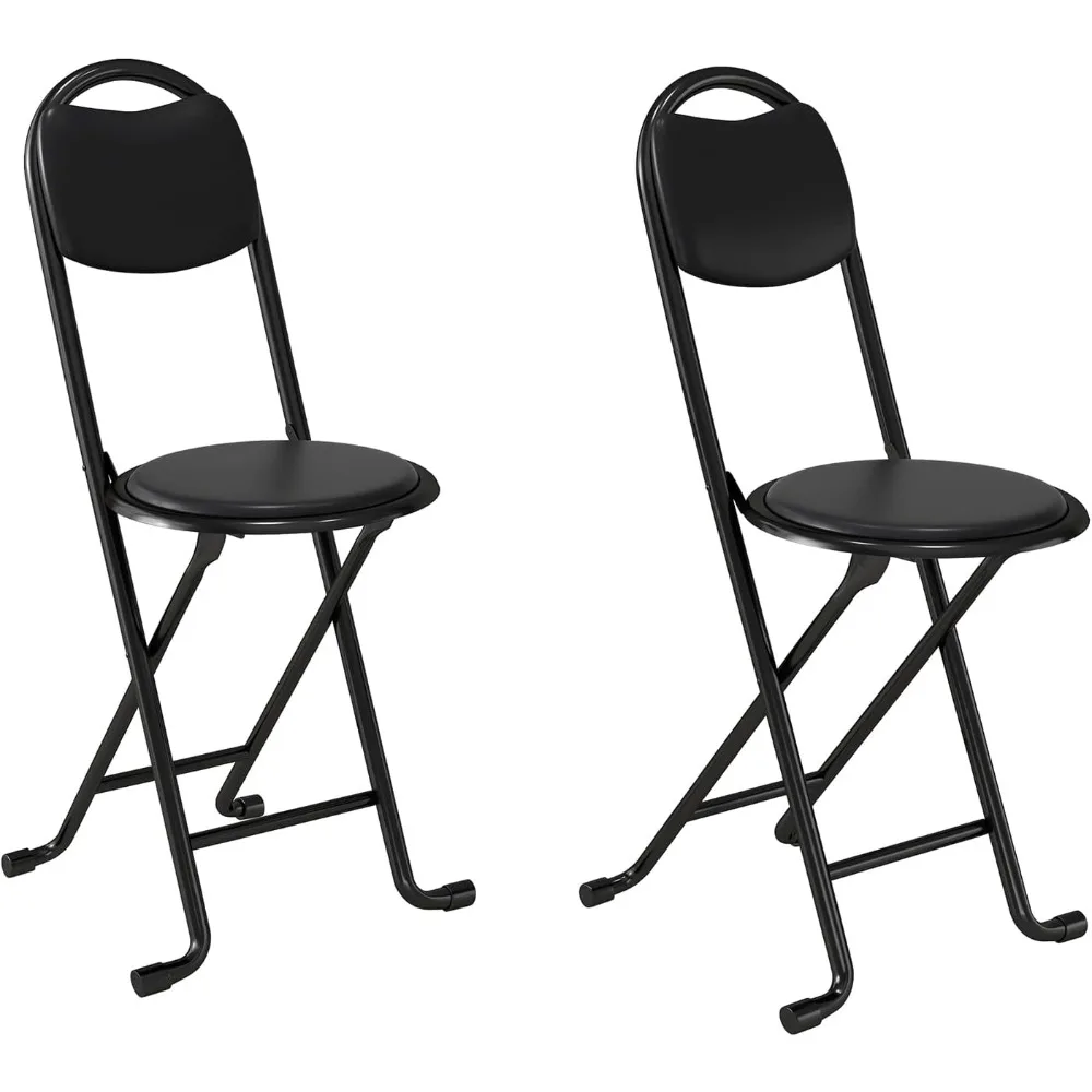 

2 Pcs Folding Stool with Back, Portable Stools, Space-Saving Foldable Chair, Set of 2, Black