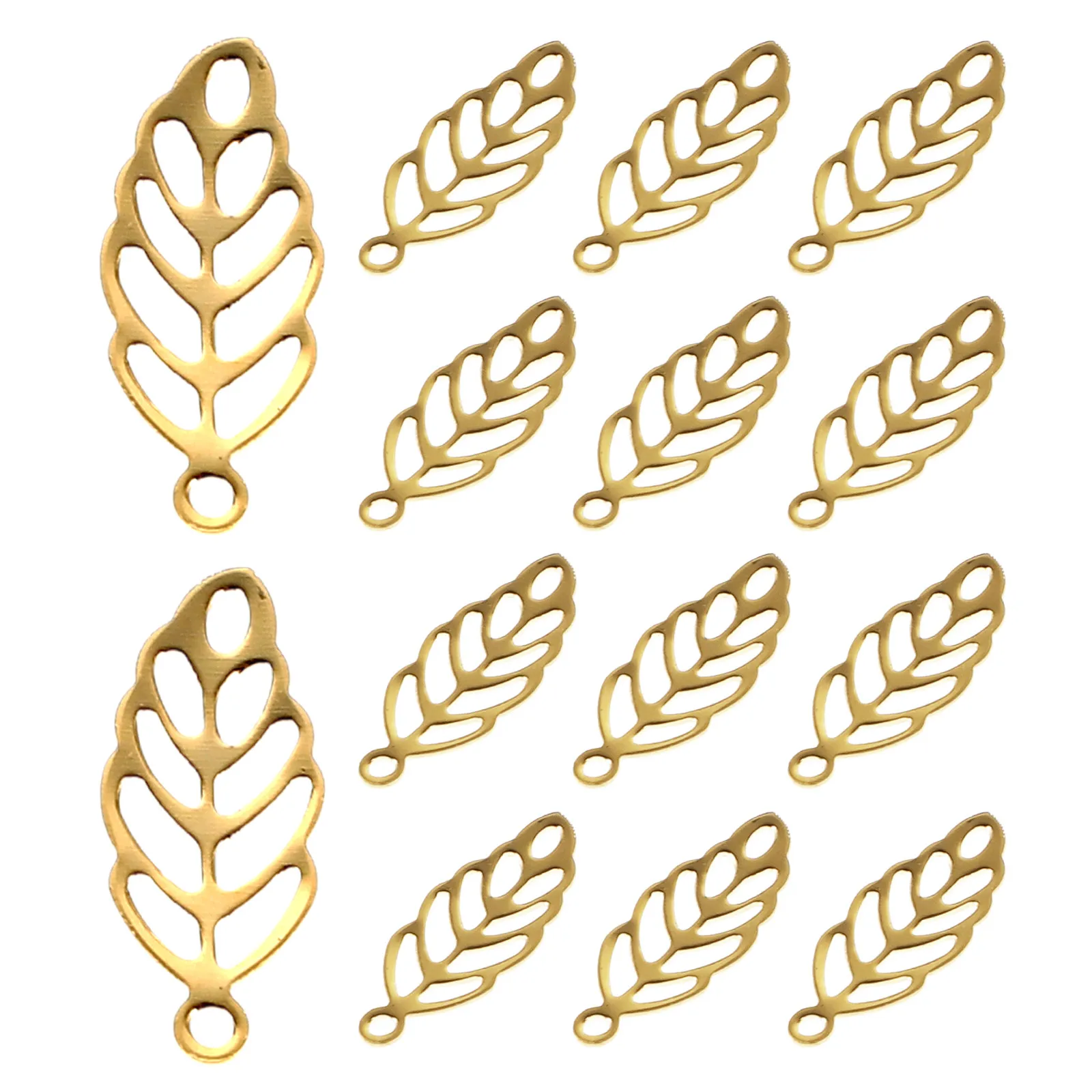 

120Pcs Golden Hollow Metal Leaf Charms for Jewelry Making Flat Pendants Earrings Bracelets Necklaces DIY Accessories