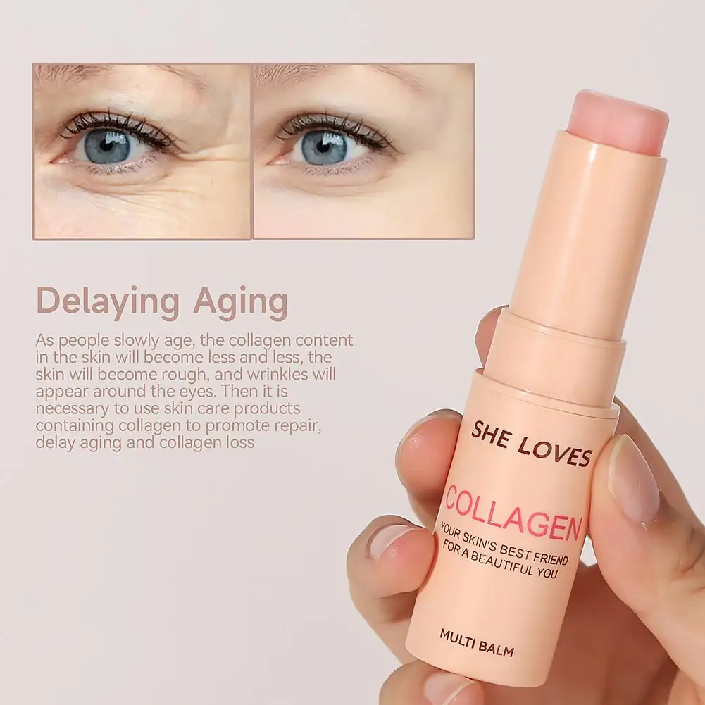 Instant Wrinkle Bounce Multi Balm Stick Collagen Face Cream Moisturizing Firming Fades Fine Lines for Face Neck Korean Skin Care