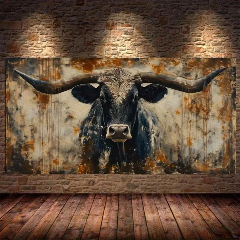1pc frameless Canvas Painting 1pc Farmhouse Longhorn Rustic Bull Country Animals Animal Lover Canvas Paintings Posters and Print