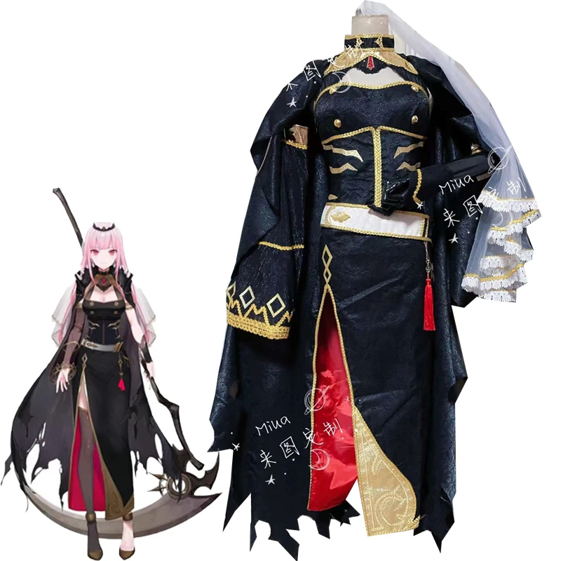 Custom Size Vtuber Mori Calliope Cosplay Costume Black Dress Halloween Uniform Women Anime Outfits Tailor Customized Made Suits