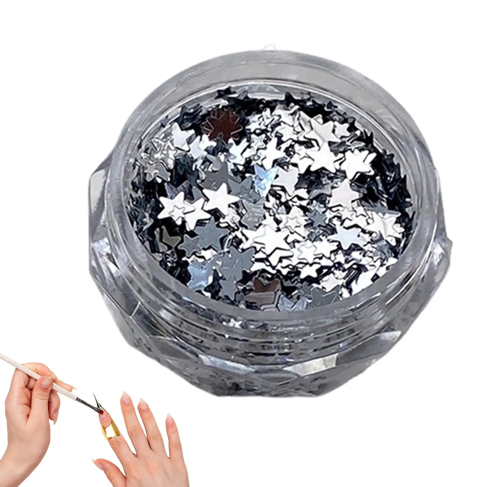 Silver Nail Stickers Silver Design Manicure Art Charms Decor Small Nail Stickers for Salon Home Studio Party Wedding Prom