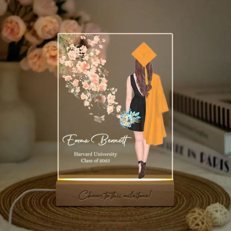 Personalized Graduation Night Light - Custom Class of 2025 Photo & Name, Unique Gift for Grads