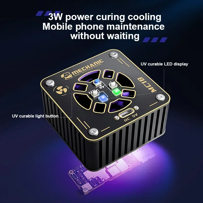 MECHANIC-ventilador de disipación de calor MC18 2 en 1, herramienta de enfriamiento rápido, curado UV, reparación de placa base de teléfono móvil, función Dual