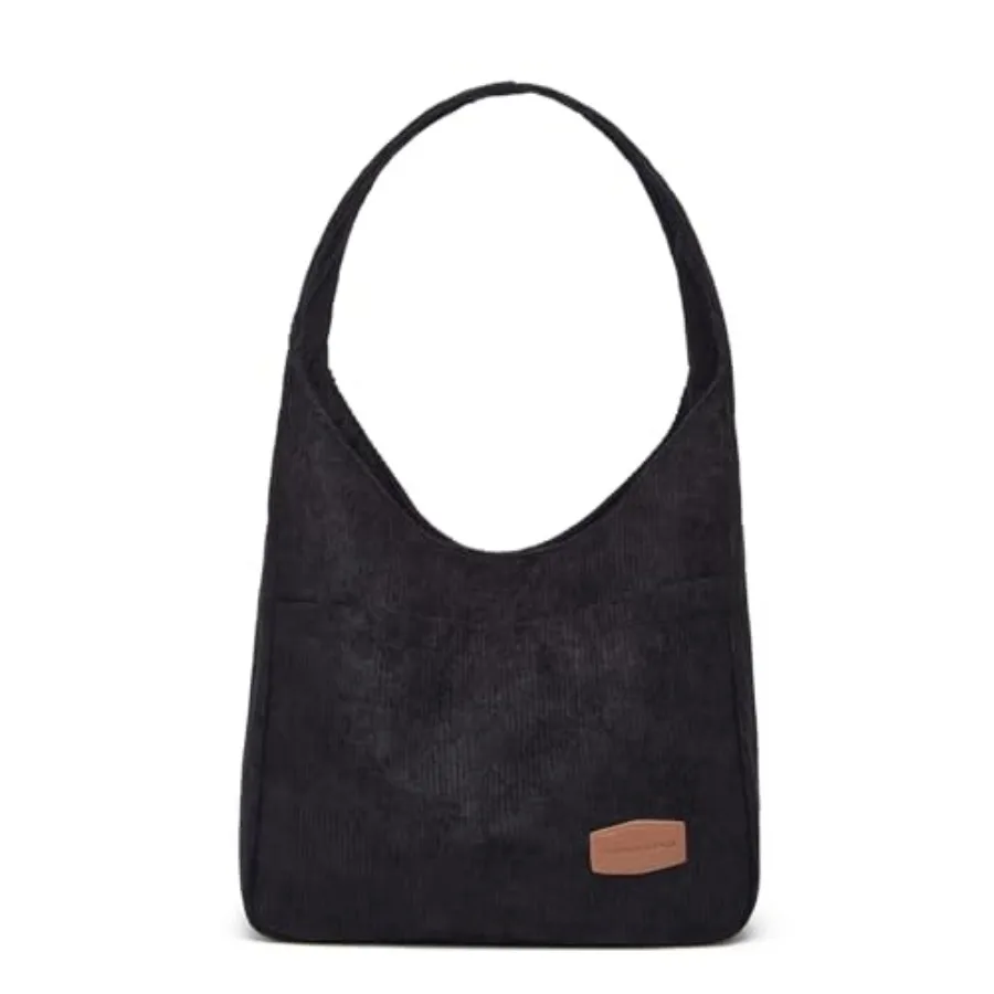 

Corduroy Tote Bag Unisex Retro Handbag Multi Pocket Shoulder Work College Satchel Compartment Messenger Purse