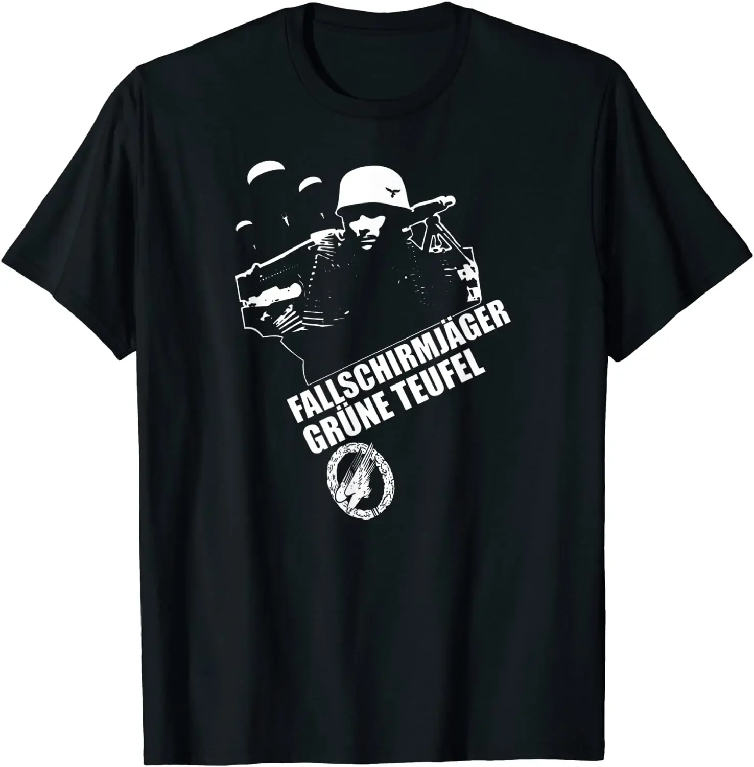 Fallschirmjager GRUNE TUFEL WW2  Paratrooper T Shirt. Short Sleeve 100% Cotton Casual T-shirts Loose Top Size S-3XL