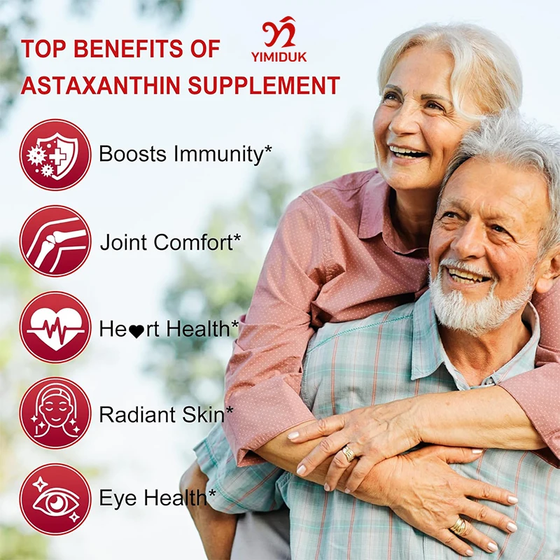 Astaxanthin Capsules - Fresh Microalgae Source w / Joint, Vision and Prostate Health, Antioxidant Supplement, Non-GMO