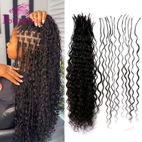 Loose Deep Wave Bulk Human Hair Curly Hair Pre-Divided For Braiding Double Drawn Pre-Stretched Hair Extensions For Boho Braids