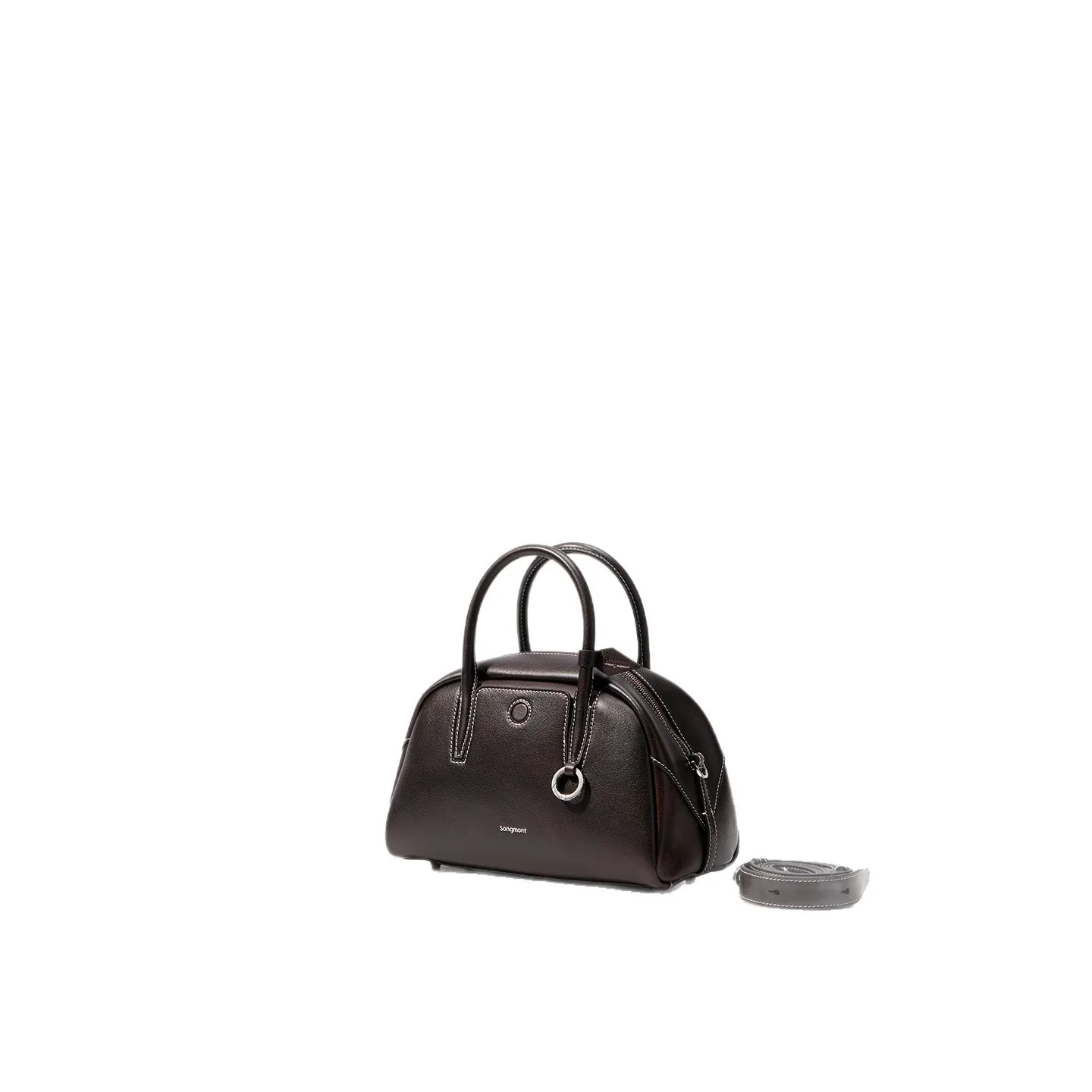 2025 Summer Songmont Trace Mini Bowling Bag Boston Tote for Women Light Luxury Style