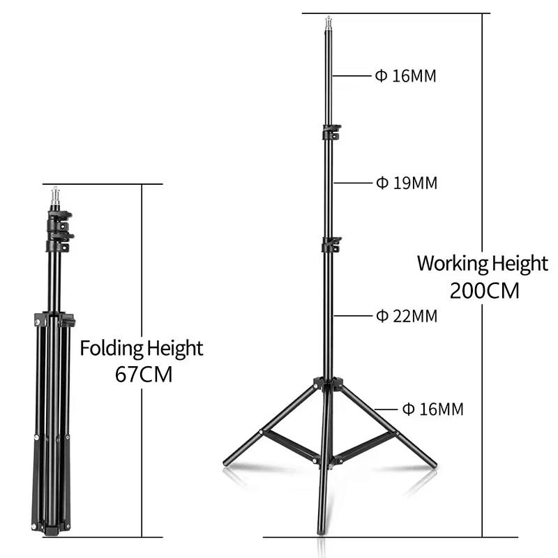 1/4 Screw Head Light Stand Tripod 2m 1.5m 68cm For Phone Selfie Stick Adjustable For Photo Studio Flashes Photographic Softbox