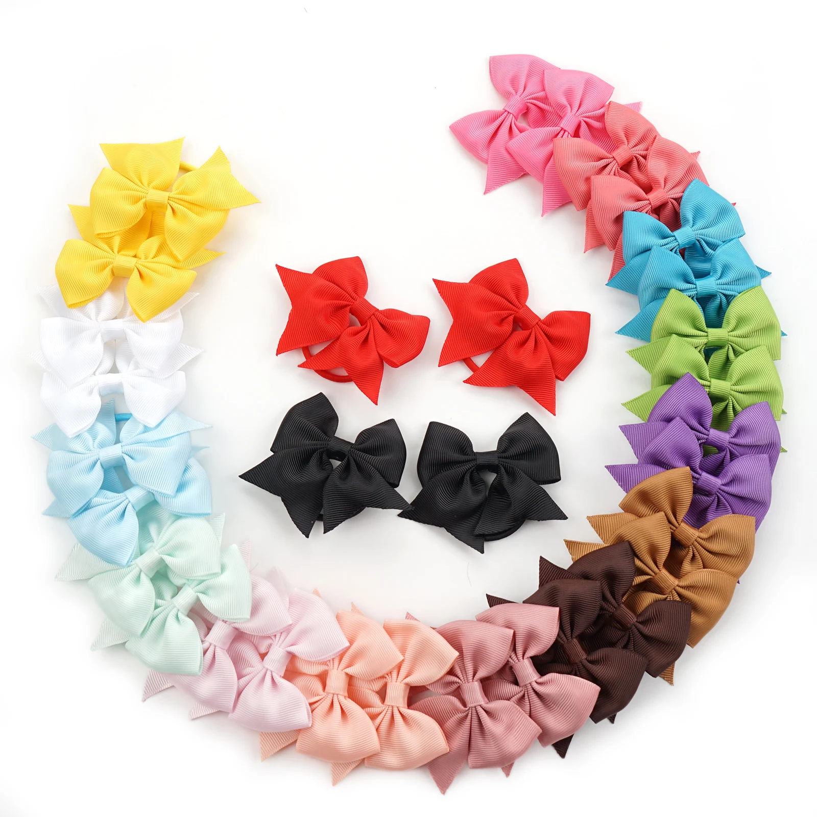 

16 Pieces Babies Tiny 3 Inches Hair Bows Rubber Bands Hair Ropes Ponytail Holders for Baby Girls Infant Kids Hair Accessories