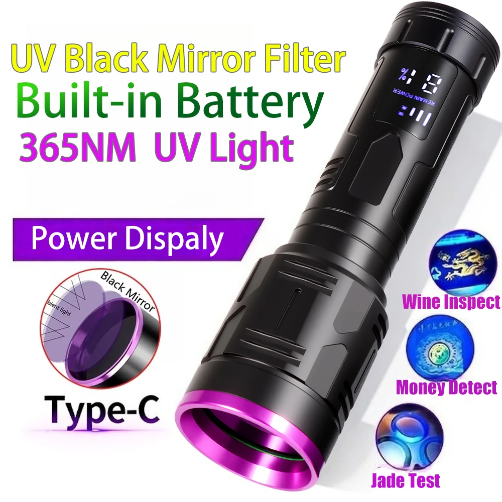high-power-365nm-uv-flashlight-lcd-display-rechargeable-black-light-torch-pet-urine-stain-marker-mineral-ore-money-scorpion-lamp