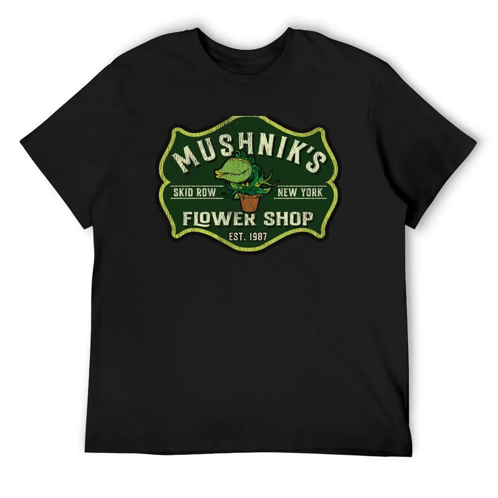 Mushnik's Florist Crest Seymour Worn T-Shirt summer clothes quick drying fitted t shirts for men