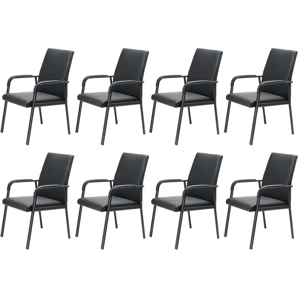 

Leather High-Capacity Conference Chairs with Padded Armrests, 600 lbs Capacity, Black