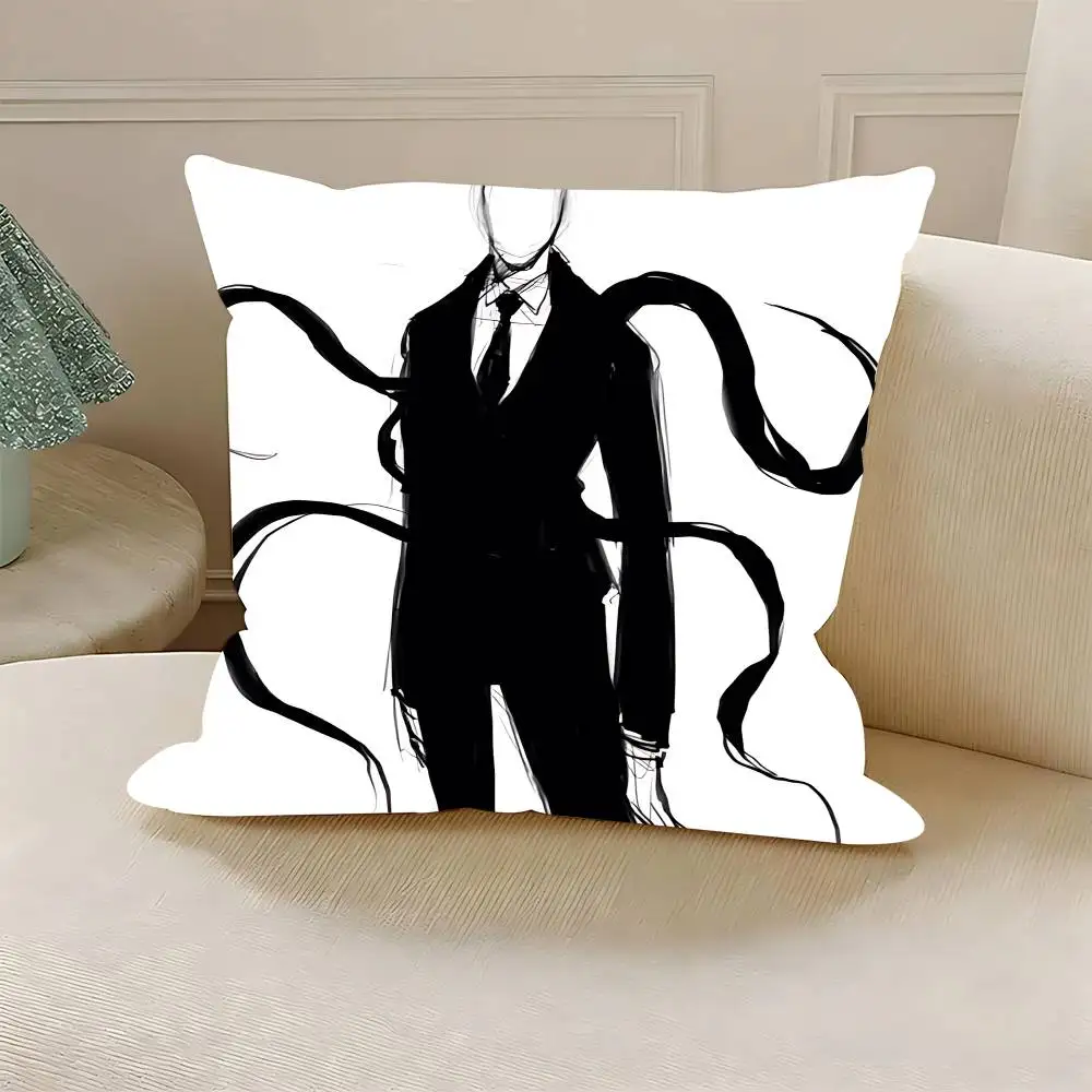S-Slenderman Creepypasta Polyester Printed Pillow Cover Square 30 35 40 45 50 55 cm Soft for Sofa Bed Car Home Decor