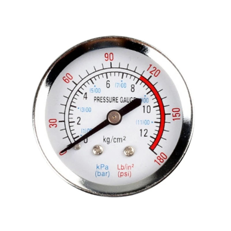 Air Pressure Gauge, Water Pressure Meter Measuring, 0-12 Bar, 2 Size, 0-180psi