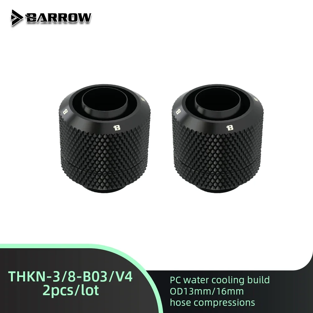 Barrow 2pcs Hose Compression Fitting for OD13mm/16mm Soft Tubing THKN-3/8-B03/V4 Water Cooling System Connectors DIY PC Building