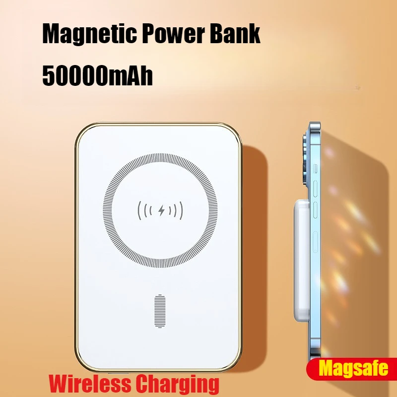 

2025 PD 25W Magnetic Portable Power Bank 50000mAh Wireless Fast Charging External Battery Charger Case for iPhone Samsung Xiaomi